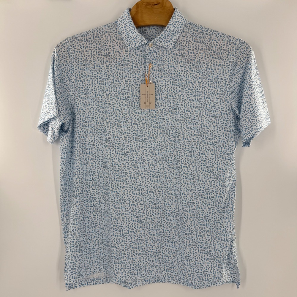 Peter Millar Summer Comfort Crown Sport Polo Mens XL Blue White Print MS20EK31S - Picture 3 of 10